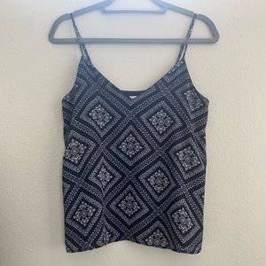 NWOT S Socialite camisole tank spaghetti strap paisley print navy lined